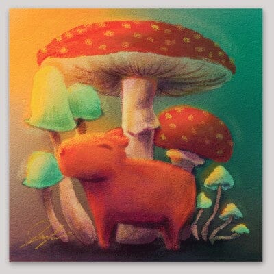 PREORDER Capybara and Mushrooms Non-Holographic Matte Sticker Decorative Stickers JoyousJoyfulJoyness