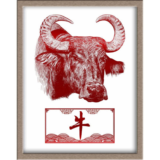 Chinese Zodiac Foiled Print - 02 - Ox Posters, Prints, & Visual Artwork JoyousJoyfulJoyness 