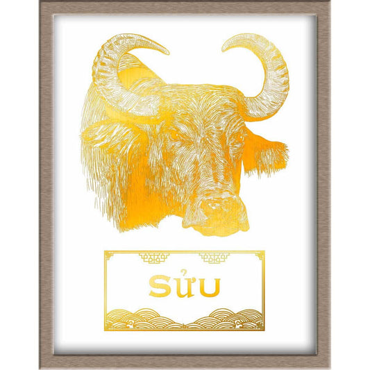 Vietnamese Zodiac Foiled Print - 02 - Ox Posters, Prints, & Visual Artwork JoyousJoyfulJoyness 