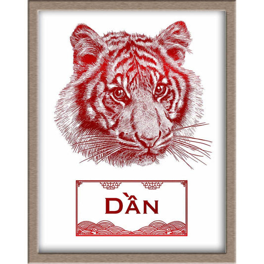 Vietnamese Zodiac Foiled Print - 03 - Tiger Posters, Prints, & Visual Artwork JoyousJoyfulJoyness 