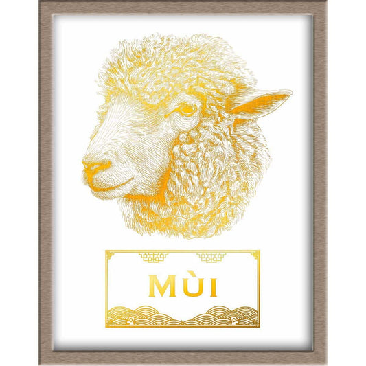 Vietnamese Zodiac Foiled Print - 08 - Goat Posters, Prints, & Visual Artwork JoyousJoyfulJoyness 