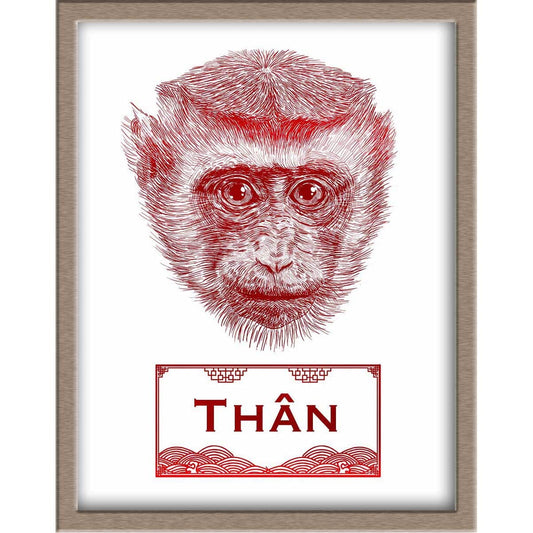 Vietnamese Zodiac Foiled Print - 09 - Monkey Posters, Prints, & Visual Artwork JoyousJoyfulJoyness 