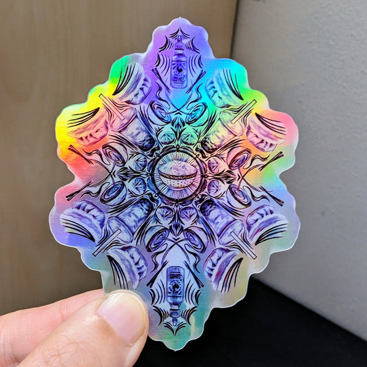 Asian Food Mandala Holographic Sticker Decorative Stickers JoyousJoyfulJoyness
