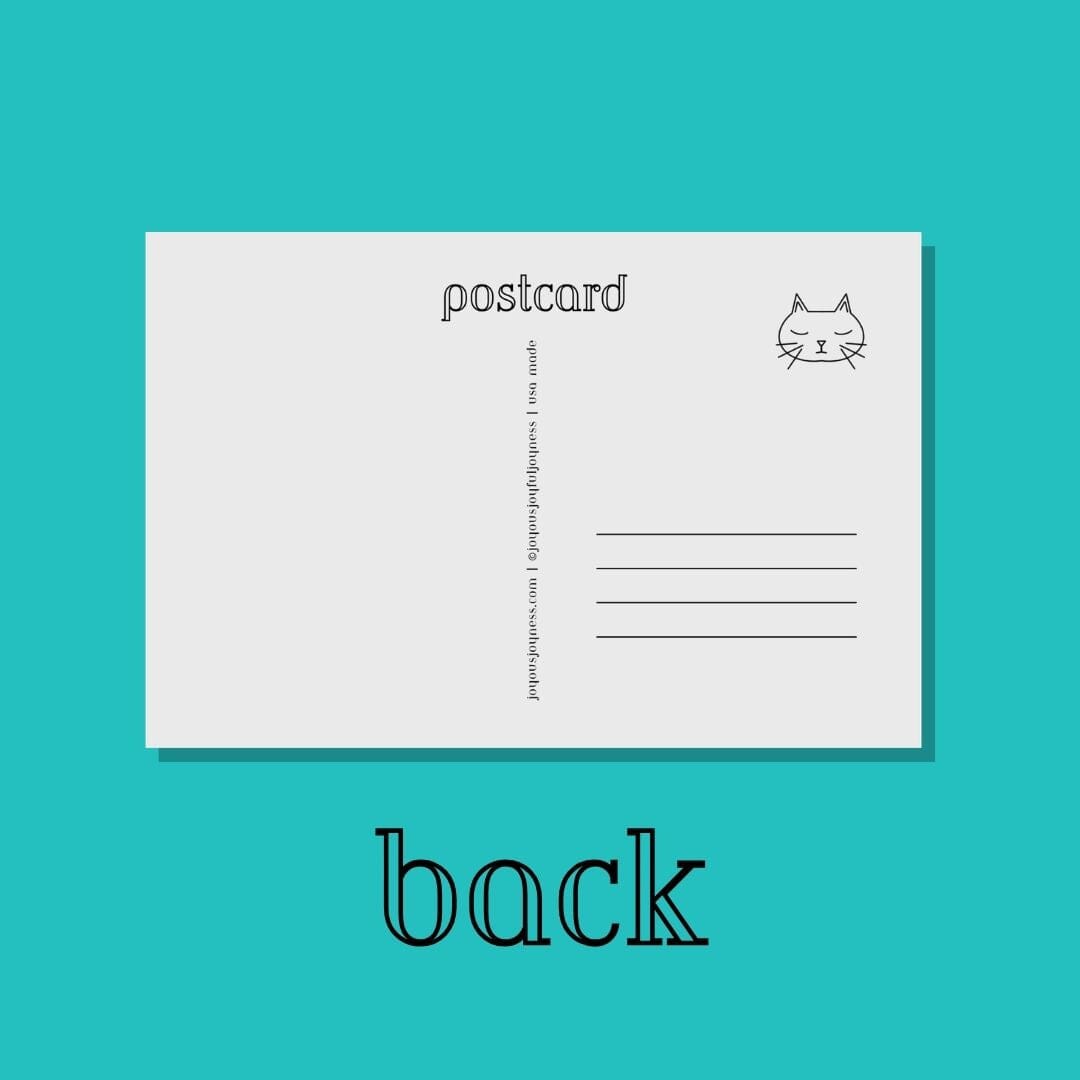 Cat in Boat Pose Postcard - Postcard with an Orange Cat in a Yoga Pose (Limited Quantities) Postcards JoyousJoyfulJoyness