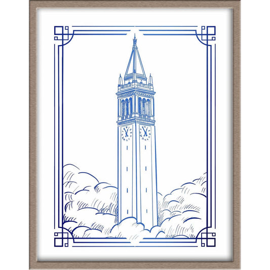University of California, Berkeley's Sather Tower/Campanile Landmark Foiled Print Posters, Prints, & Visual Artwork JoyousJoyfulJoyness