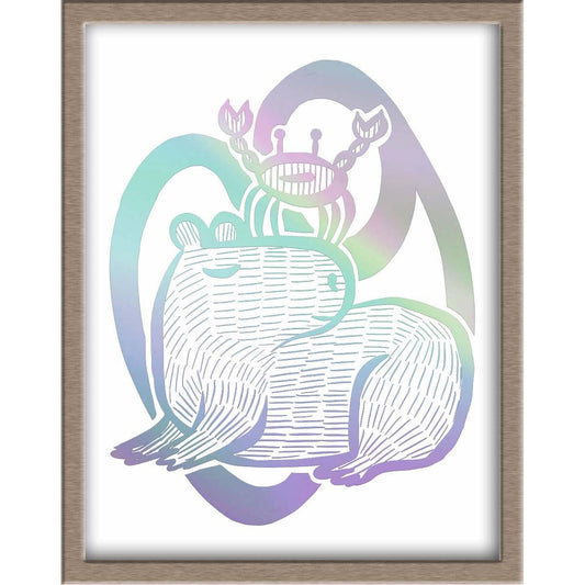 Capybara Zodiac Foiled Print - 04 - Cancer Posters, Prints, & Visual Artwork JoyousJoyfulJoyness 