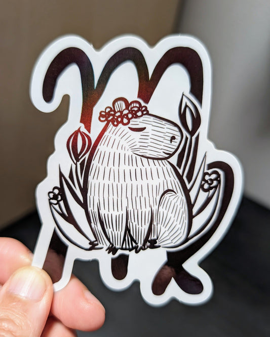 Capybara Zodiac Holographic Sticker - 06 - Virgo Decorative Stickers JoyousJoyfulJoyness