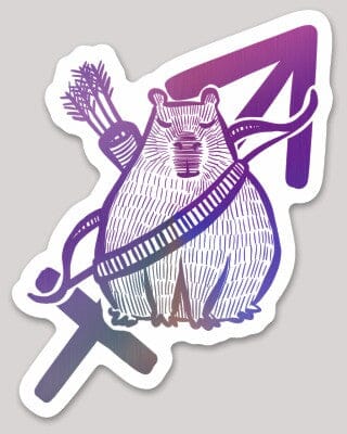 PREORDER Capybara Zodiac Holographic Sticker - 09 - Sagittarius Decorative Stickers JoyousJoyfulJoyness