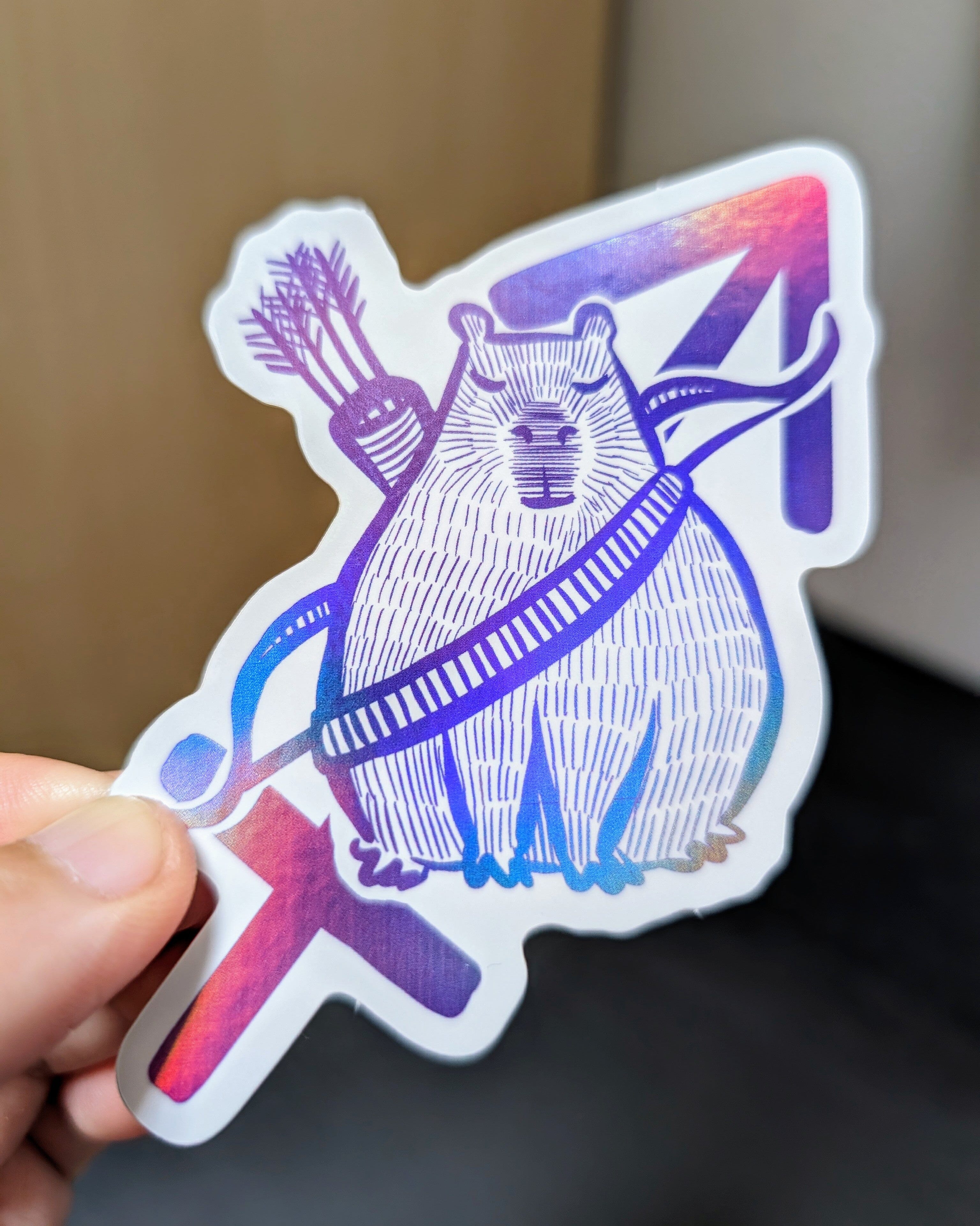 Capybara Zodiac - 09 - Sagittarius Holographic Sticker
