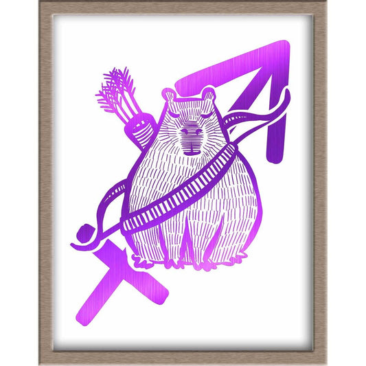 Capybara Zodiac Foiled Print - 09 - Sagittarius Posters, Prints, & Visual Artwork JoyousJoyfulJoyness 