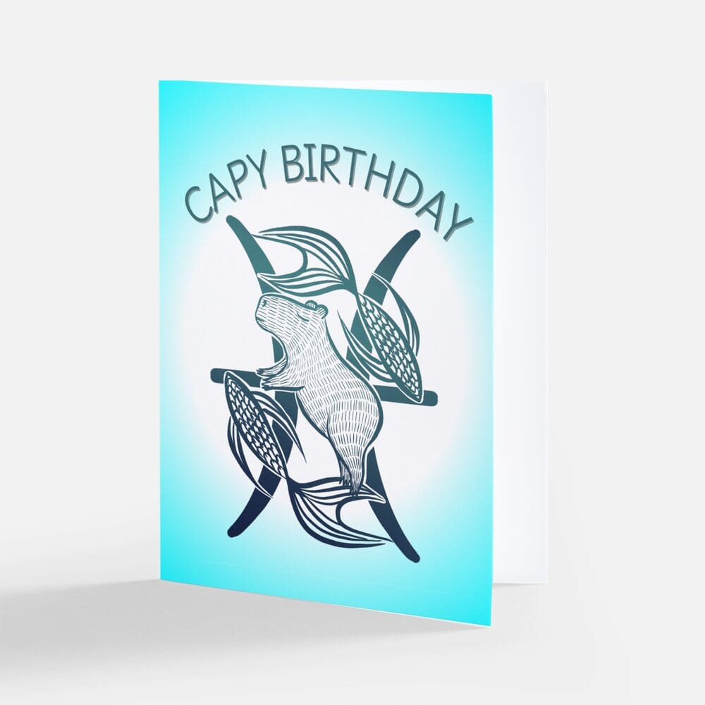 Capybara Zodiac - 12 - Pisces Birthday Card (Limited Quantities) Greeting Card JoyousJoyfulJoyness