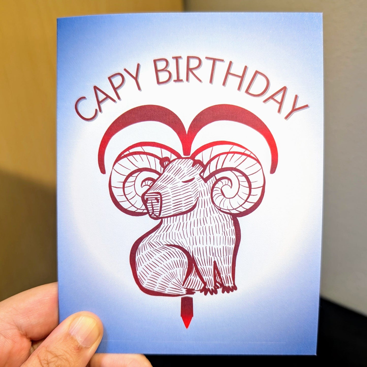 Capybara Zodiac - 01 - Aries Birthday Card (Limited Quantities) Greeting Card JoyousJoyfulJoyness