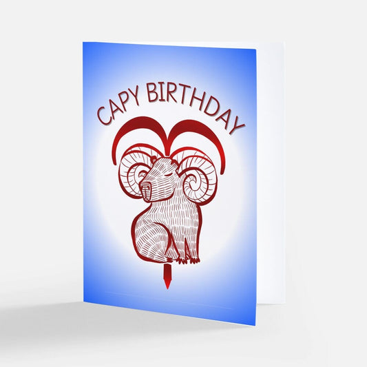 Capybara Zodiac - 01 - Aries Birthday Card (Limited Quantities) Greeting Card JoyousJoyfulJoyness