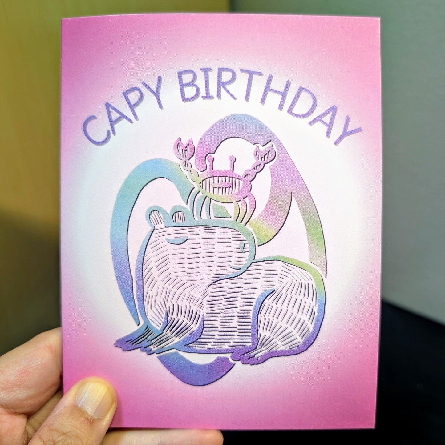 Capybara Zodiac - 04 - Cancer Birthday Card (Limited Quantities) Greeting Card JoyousJoyfulJoyness