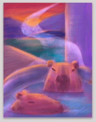 PREORDER Capybaras in a Bath Non-Holographic Matte Sticker Decorative Stickers JoyousJoyfulJoyness 