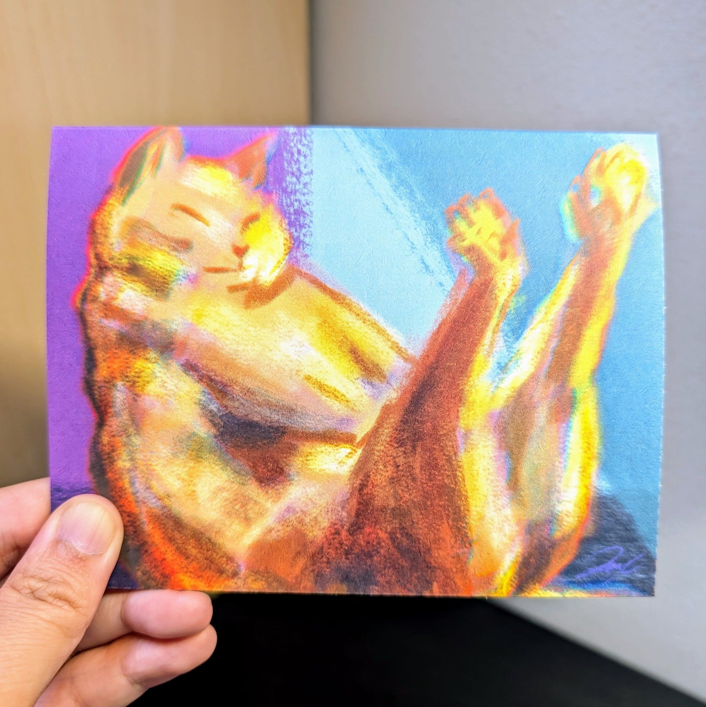 Cat in Boat Pose Greeting Card - Blank Card with an Orange Cat in a Yoga Pose (Limited Quantities) Greeting Card JoyousJoyfulJoyness