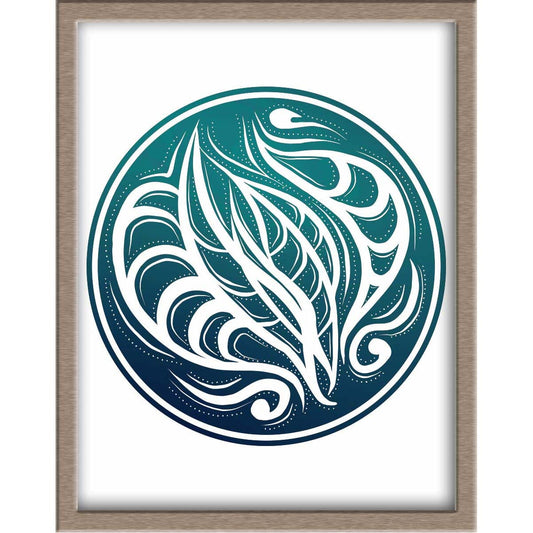 Leaves in the Wind Foiled Print | Abstract Drawing in a Circle Posters, Prints, & Visual Artwork JoyousJoyfulJoyness 