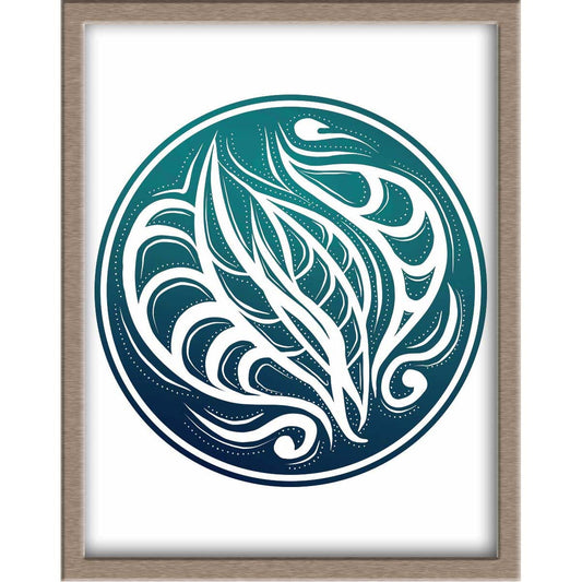 Leaves in the Wind Foiled Print | Abstract Drawing in a Circle Posters, Prints, & Visual Artwork JoyousJoyfulJoyness