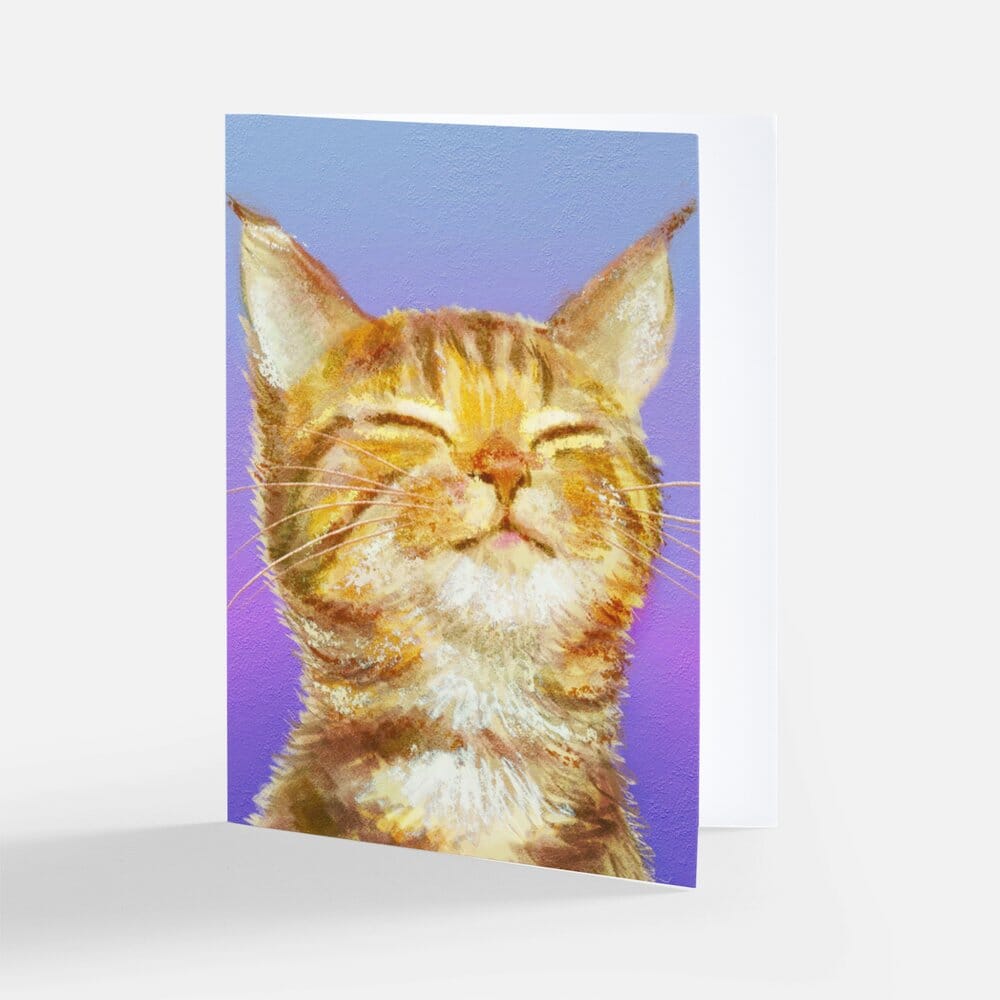 Close Encounters Collection - Content Kitty Greeting Card - Blank Card with a Very Content Ginger Cat (Limited Quantities) Greeting Card JoyousJoyfulJoyness