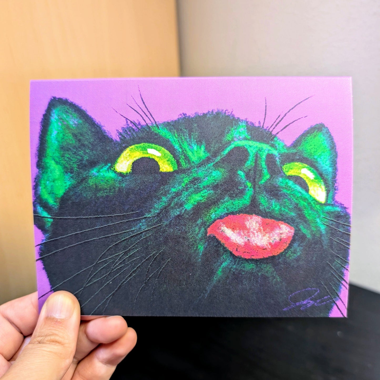 Close Encounters Collection - "Little Mlem" Greeting Card - Blank Card with a Funny Black Cat Sticking Out its Tongue (Limited Quantities) Greeting Card JoyousJoyfulJoyness