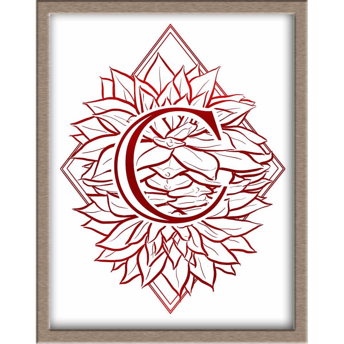 Succulent Monogram Foiled Print Posters, Prints, & Visual Artwork JoyousJoyfulJoyness