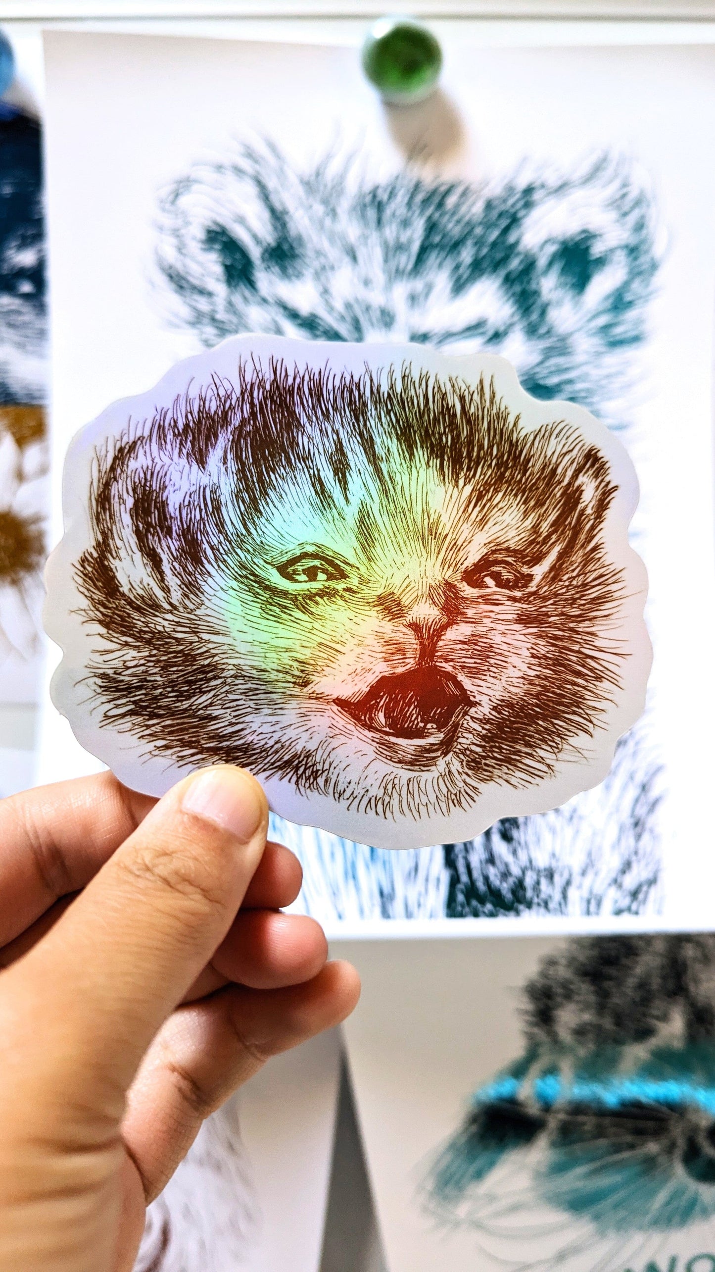 Happy Tater Tot Holographic Sticker ($1 donated to Kitty CrusAIDe per sticker sold) Decorative Stickers JoyousJoyfulJoyness