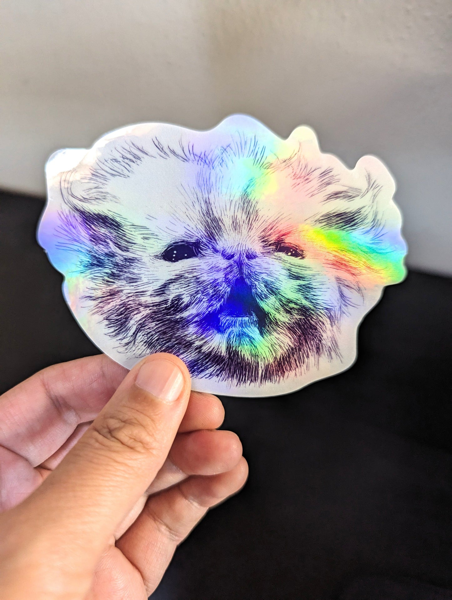 Angry Wisp Holographic Sticker ($1 donated to Rags to Riches Animal Rescue per sticker sold) Decorative Stickers JoyousJoyfulJoyness