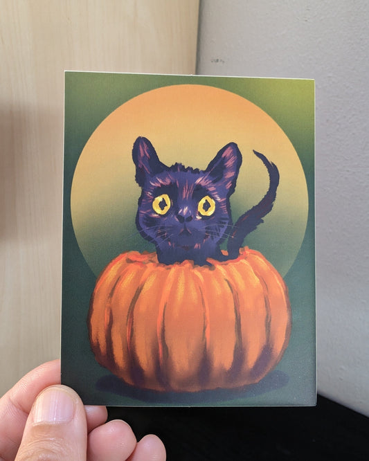 Pumpkin Cat Non-Holographic Matte Sticker Decorative Stickers JoyousJoyfulJoyness
