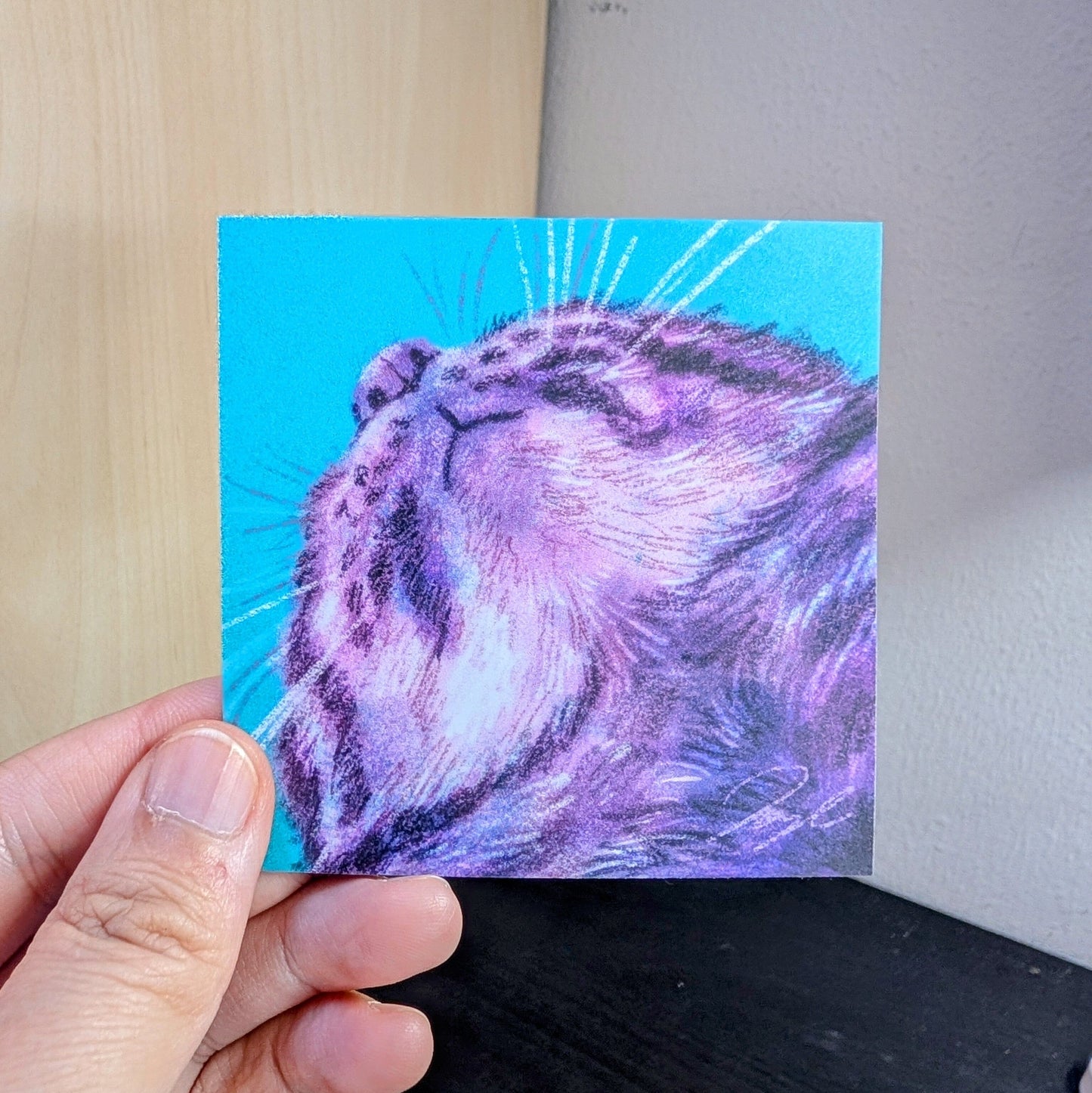 Close Encounters Collection - "Double Chin" Non-Holographic Matte Sticker - Close Up of a Cat's Chin Decorative Stickers JoyousJoyfulJoyness