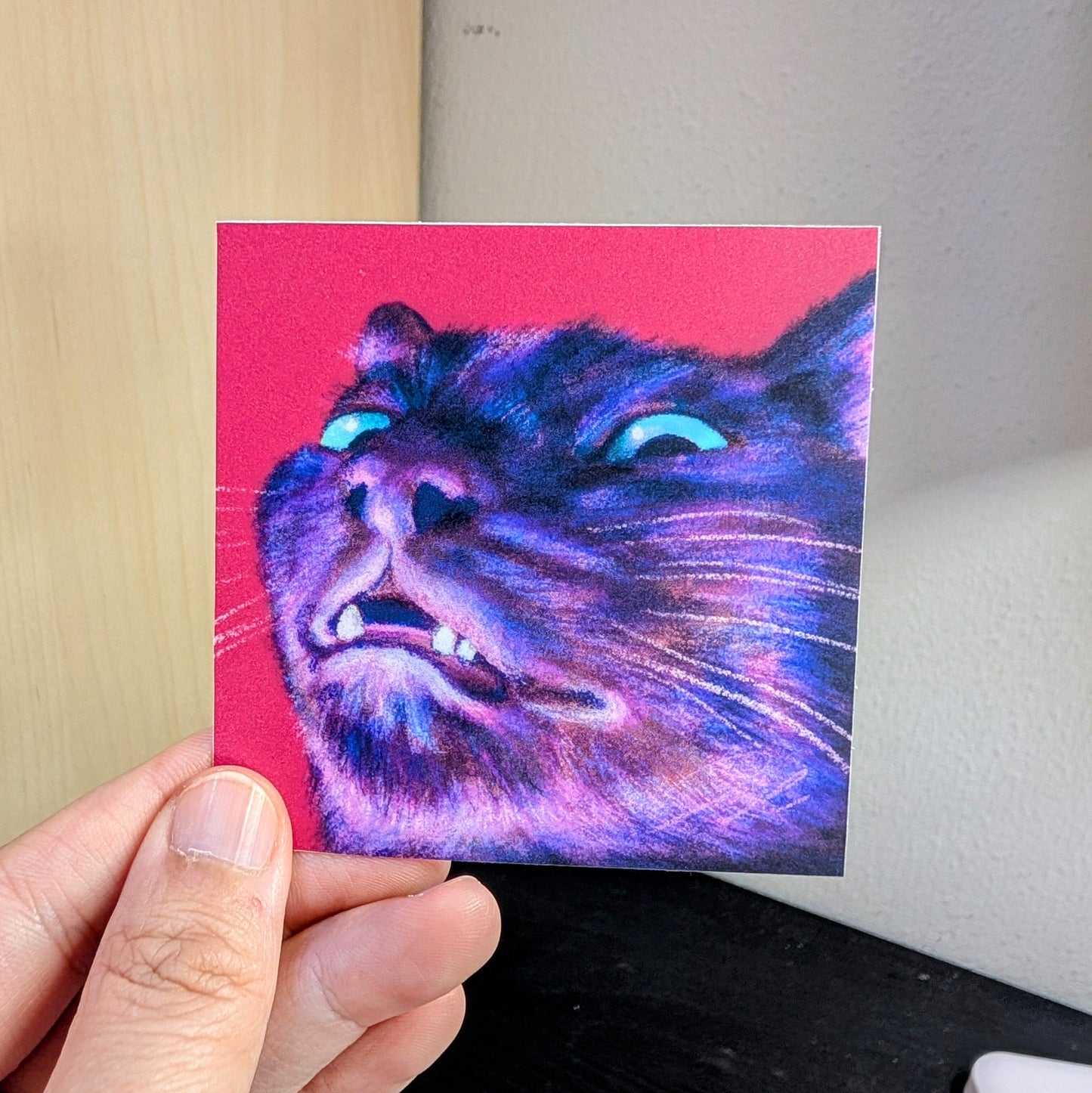 Close Encounters Collection - "Spoopy" Non-Holographic Matte Sticker - Close Up of a Spooky Black Cat Decorative Stickers JoyousJoyfulJoyness