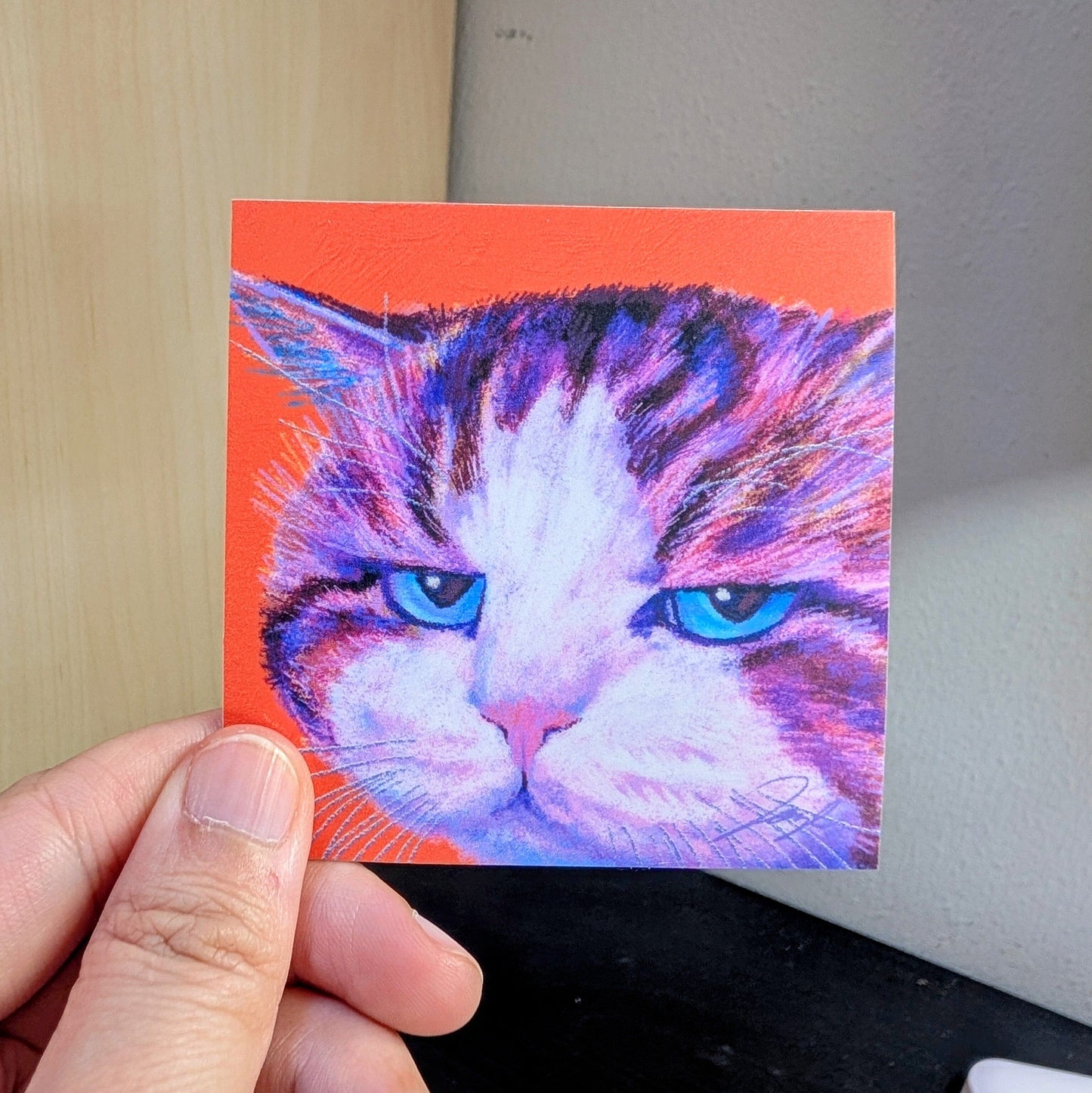 Close Encounters Collection - "Disappoint" Non-Holographic Matte Sticker - Close Up of a Disappointed Cat Decorative Stickers JoyousJoyfulJoyness