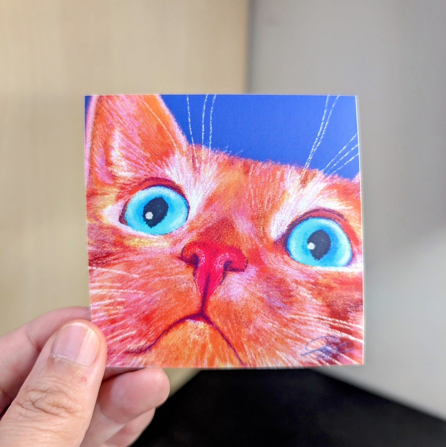 Close Encounters Collection - "No Thoughts" Non-Holographic Matte Sticker - Close up of a Silly Ginger Cat Decorative Stickers JoyousJoyfulJoyness