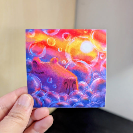 Capybara and Bubbles Non-Holographic Matte Sticker Decorative Stickers JoyousJoyfulJoyness