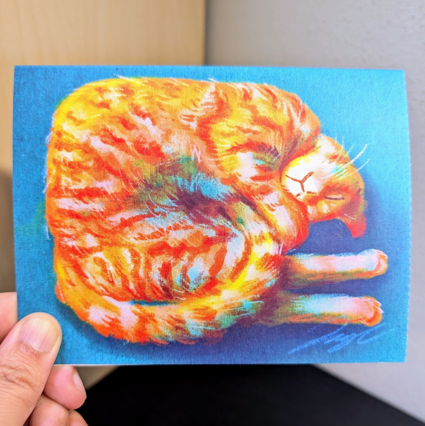 Shrimp Cat Greeting Card - Blank Card with an Orange Cat Curled Like a Shrimp (Limited Quantities) Greeting Card JoyousJoyfulJoyness