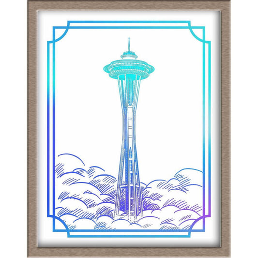 Seattle's Space Needle Landmark Foiled Print Posters, Prints, & Visual Artwork JoyousJoyfulJoyness