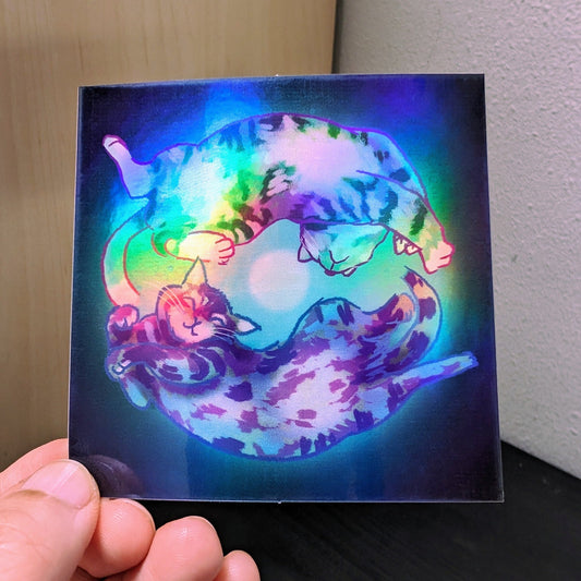 Spiraling Cats Holographic Sticker Decorative Stickers JoyousJoyfulJoyness