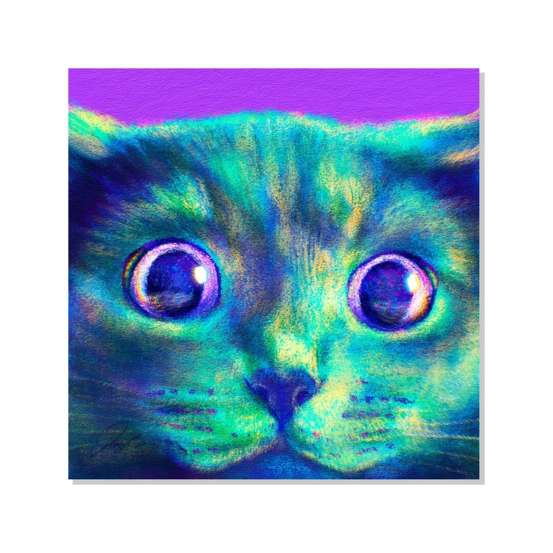 Close Encounters Collection - "Hunt" Non-Holographic Matte Sticker - Close Up of a Grey Cat Hunting Decorative Stickers JoyousJoyfulJoyness