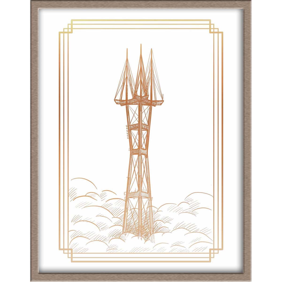 San Francisco's Sutro Tower Landmark Foiled Print Posters, Prints, & Visual Artwork JoyousJoyfulJoyness