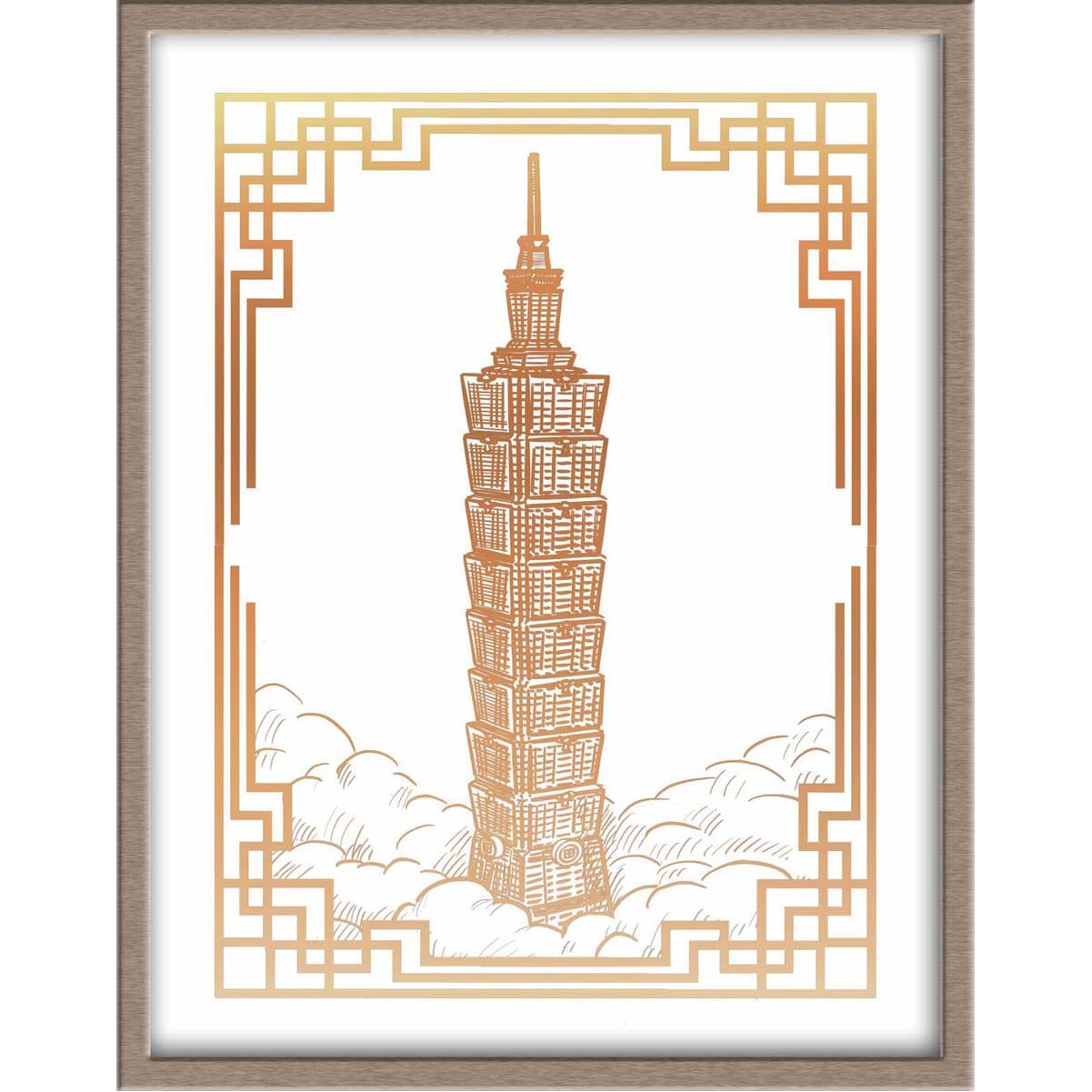 Taipei 101 Landmark Foiled Print Posters, Prints, & Visual Artwork JoyousJoyfulJoyness 