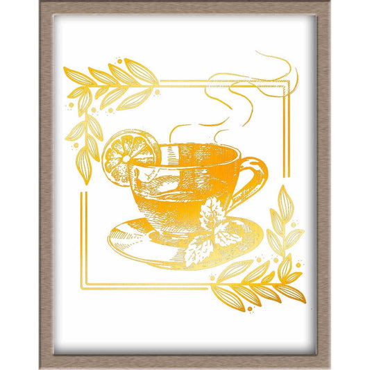 Warm Cup of Tea Foiled Print Posters, Prints, & Visual Artwork JoyousJoyfulJoyness