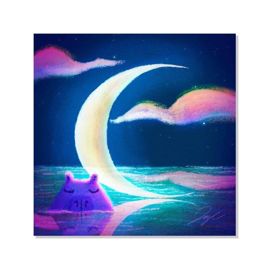 Moonlit Capybaras Collection - 1 - Waning Crescent Moon Non-Holographic Matte Sticker Decorative Stickers JoyousJoyfulJoyness