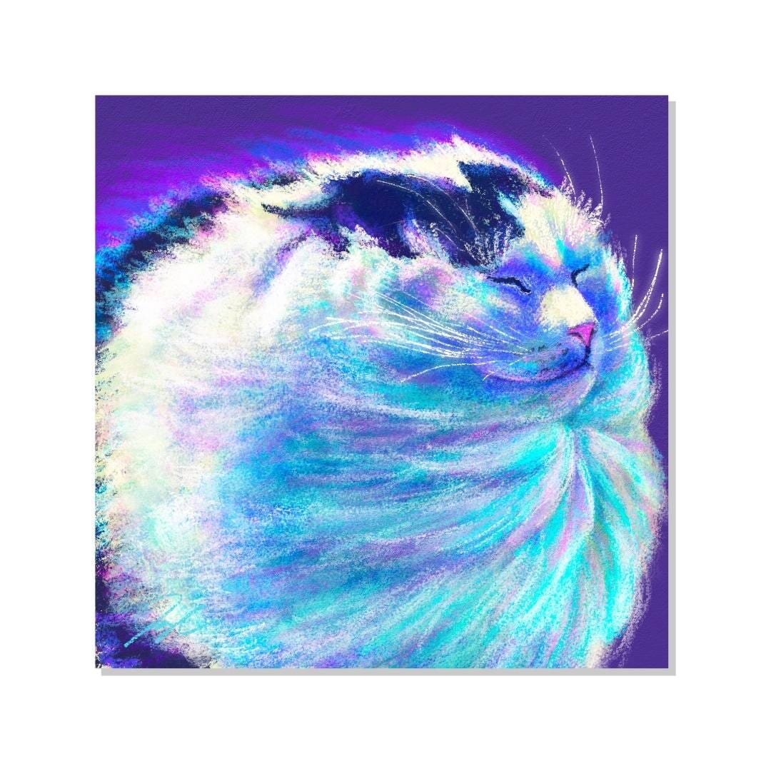 Close Encounters Collection - "Wimdy" Non-Holographic Matte Sticker - Close Up of a Tuxedo Cat in the Wind Decorative Stickers JoyousJoyfulJoyness