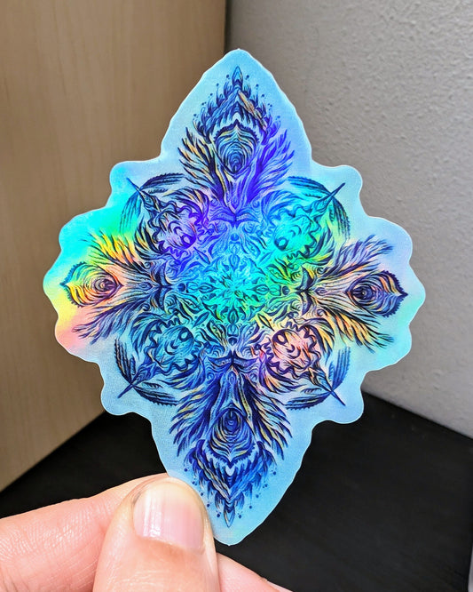 Wing Mandala Holographic Sticker Decorative Stickers JoyousJoyfulJoyness