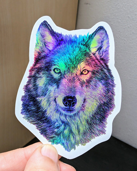 Wolf Holographic Sticker Decorative Stickers JoyousJoyfulJoyness