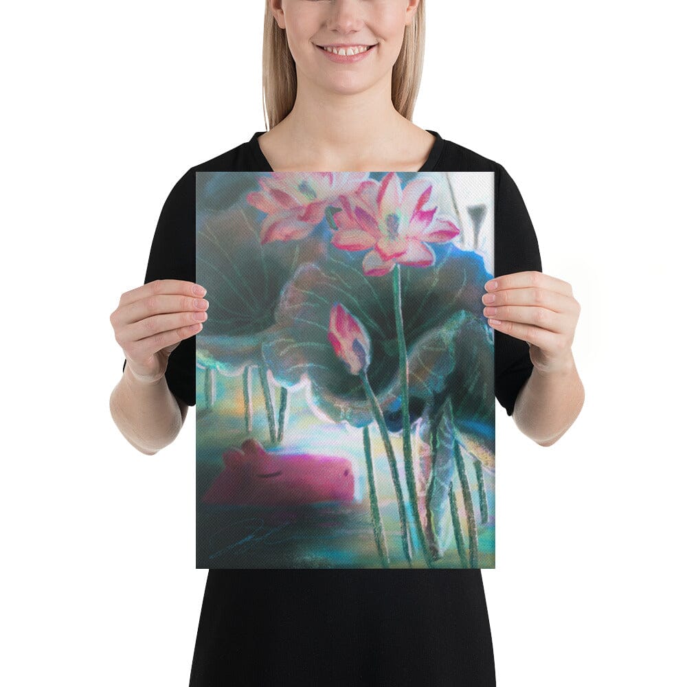 "Capybara Under the Lotuses" Painting [Unfoiled] Posters, Prints, & Visual Artwork JoyousJoyfulJoyness 