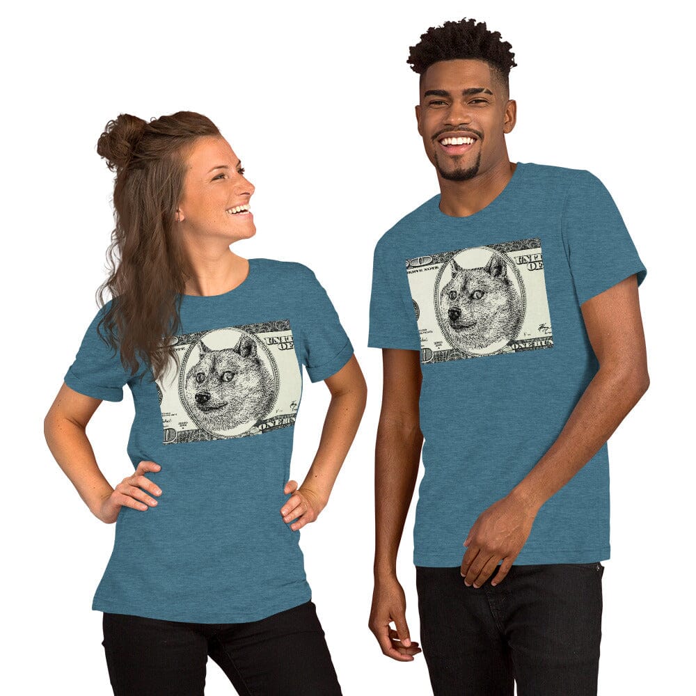 Doge Bucks T-Shirt JoyousJoyfulJoyness Heather Deep Teal S