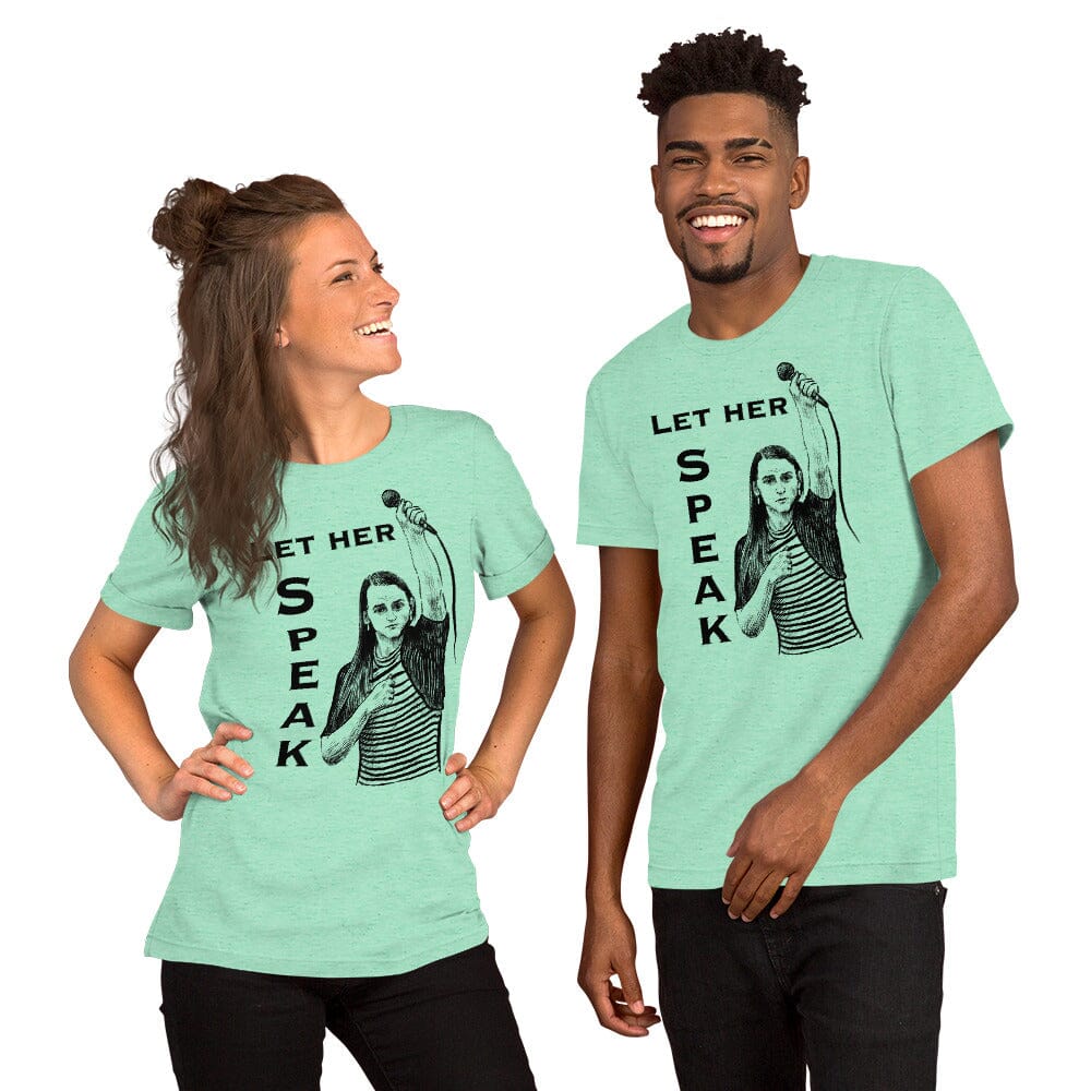 Let Her Speak T-Shirt | Zooey Zephyr | All net proceeds go to Vote Save America JoyousJoyfulJoyness Heather Mint S 
