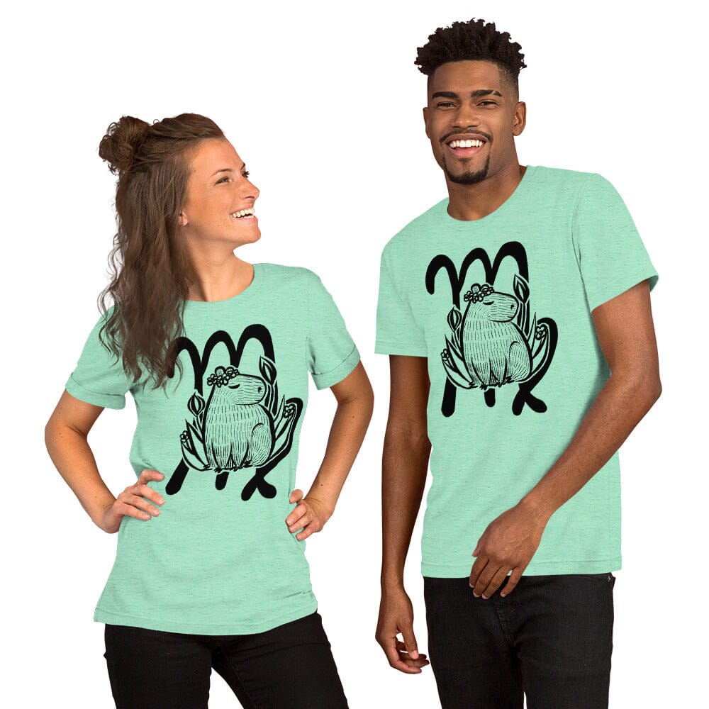 Capybara Zodiac - 06 - Virgo Unisex T-Shirt JoyousJoyfulJoyness Heather Mint S