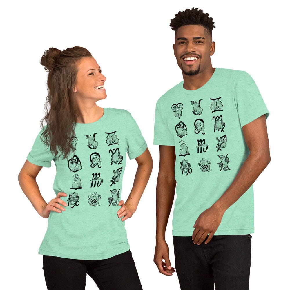 All Signs of the Capybara Zodiac Unisex T-Shirt (Without Title) JoyousJoyfulJoyness Heather Mint S