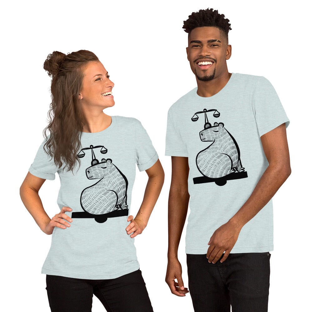 Capybara Zodiac - 07 - Libra Unisex T-Shirt JoyousJoyfulJoyness Heather Prism Ice Blue XS